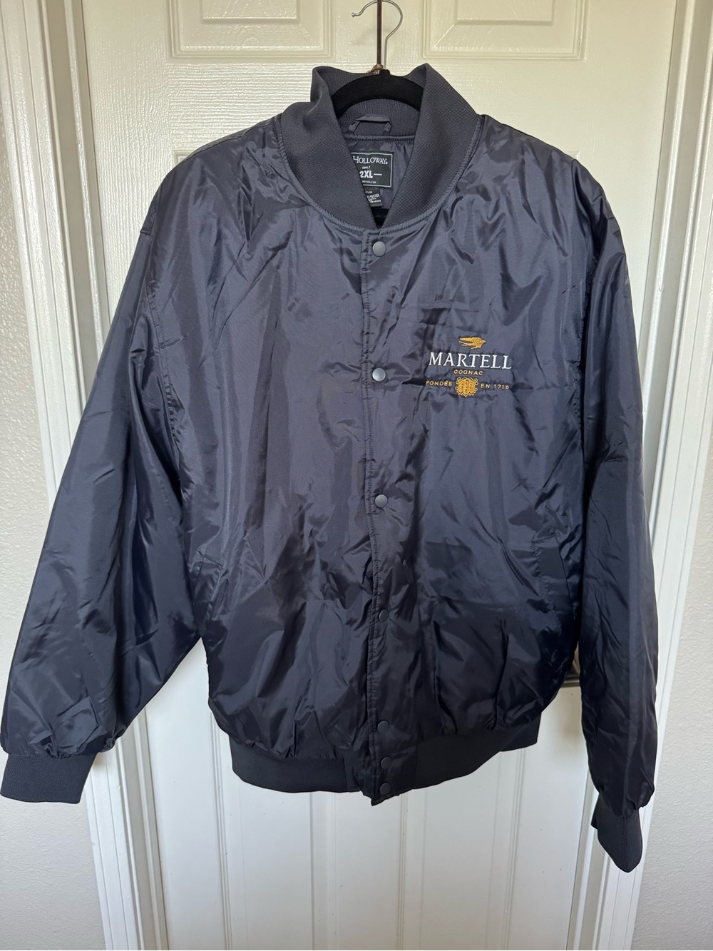 Martell Men's Black Bomber Jacket with Embroidered Logo